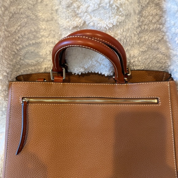 Dooney & Bourke Pebbled Leather Satchel Tote Brown Red Lining - Picture 12 of 14